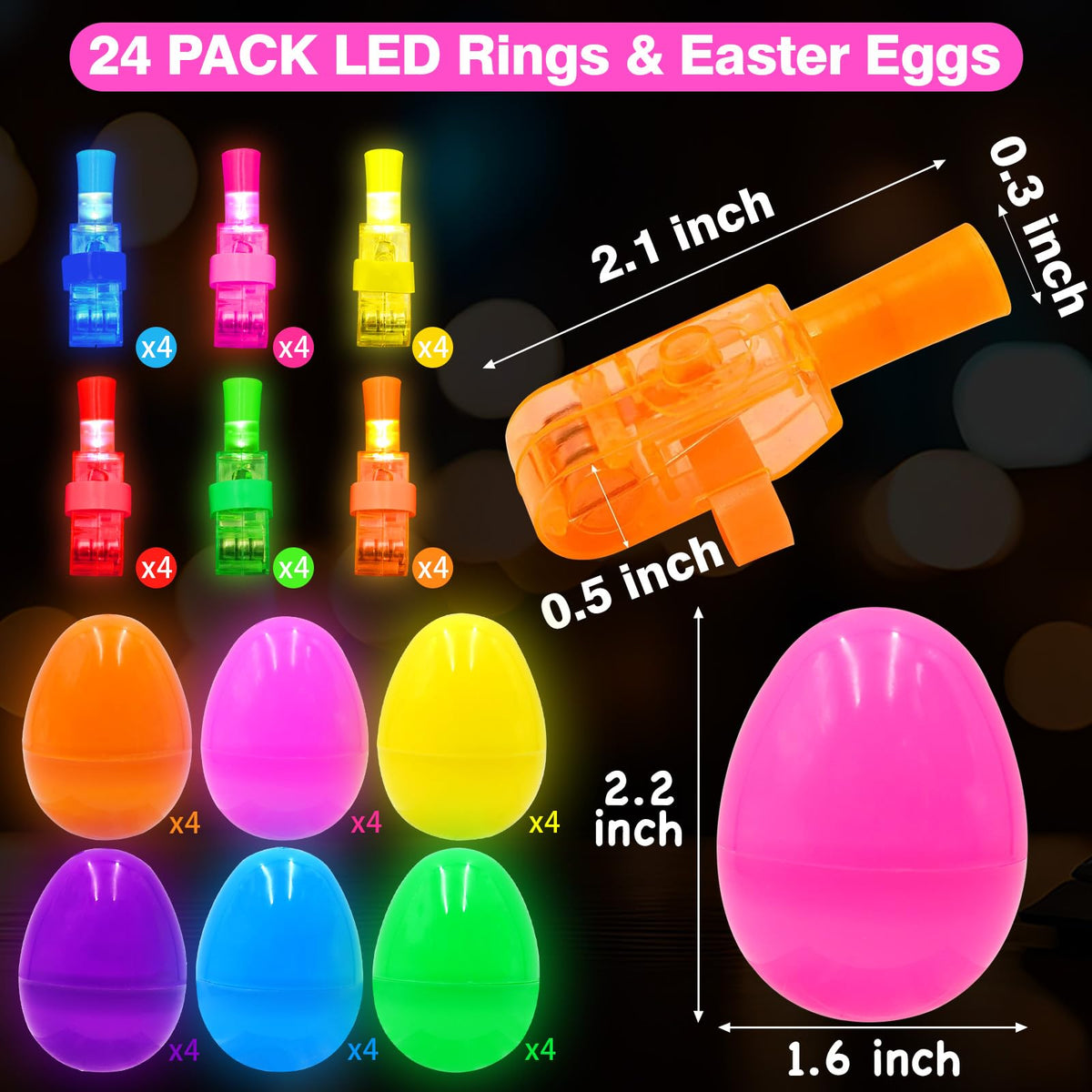 PIONJOY LED finger lights with neon bunnies illuminate Easter playtime.