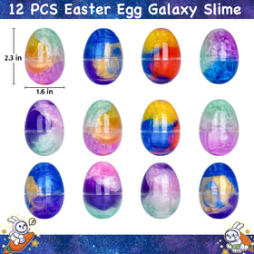 PIONJOY Galaxy Slime Eggs show galaxy slime inside each egg for tactile engagement during play