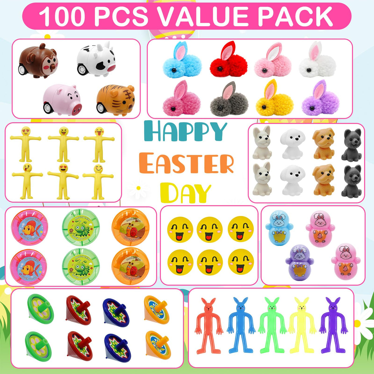 PIONJOY Surprise Golden Egg with assorted toys for kids Easter surprises