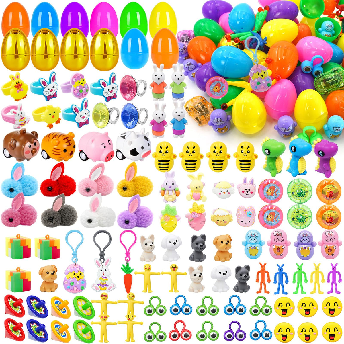 PIONJOY Surprise Golden Egg gift box showing 100 prefilled eggs for Easter fun