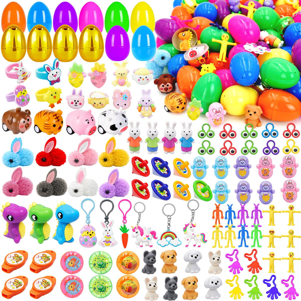 PIONJOY surprise golden egg pack showing 100 prefilled eggs for Easter fun