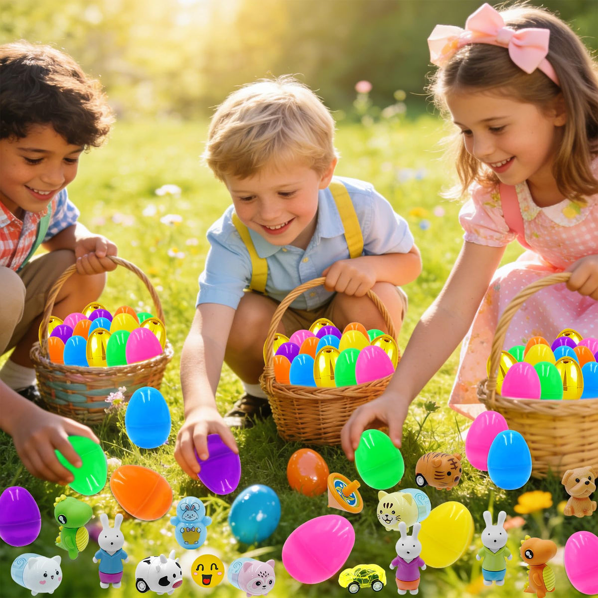 PIONJOY 50 assorted tiny toys inside eggs for varied interests