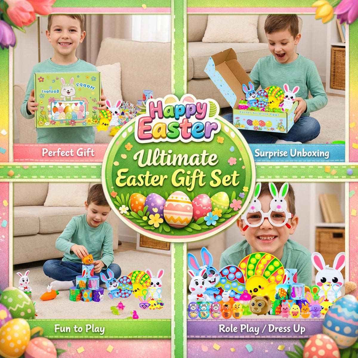 Pistroy Easter basket stuffers with included bag for easy gifting