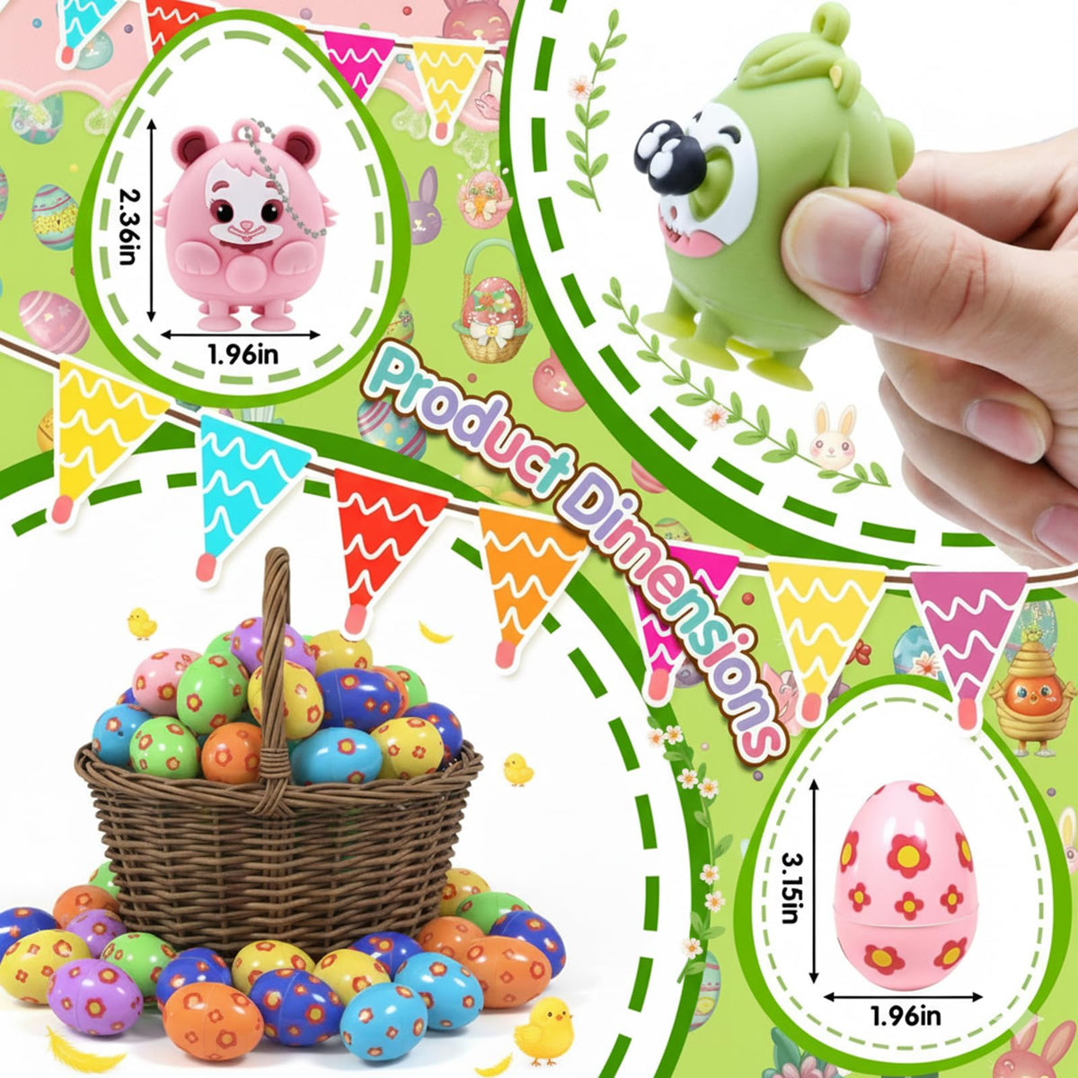 Pistroy kid-friendly plastic eggs with silicone toys for play