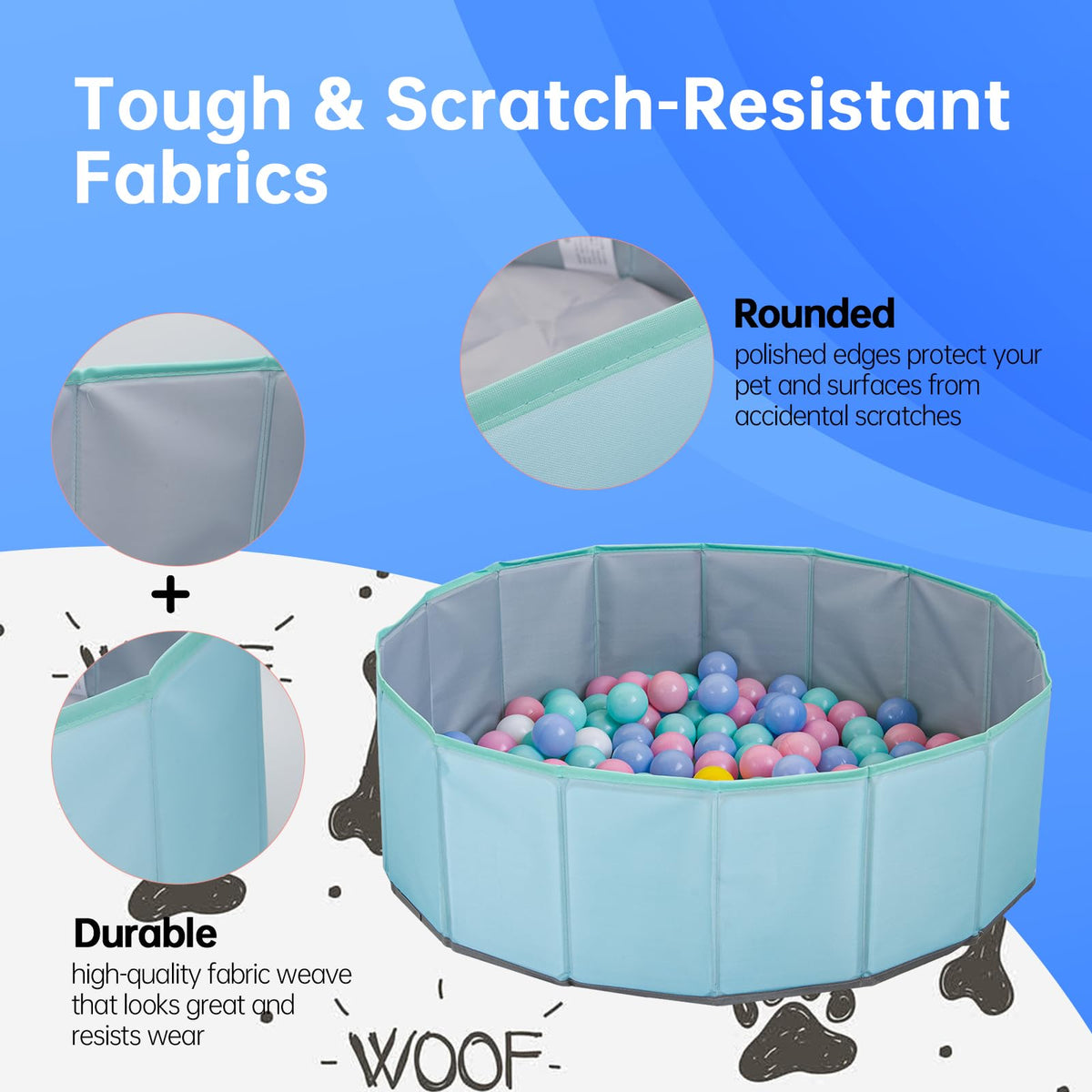 Piszvbej dog ball pit includes 100 balls for instant, colorful interactive fun.