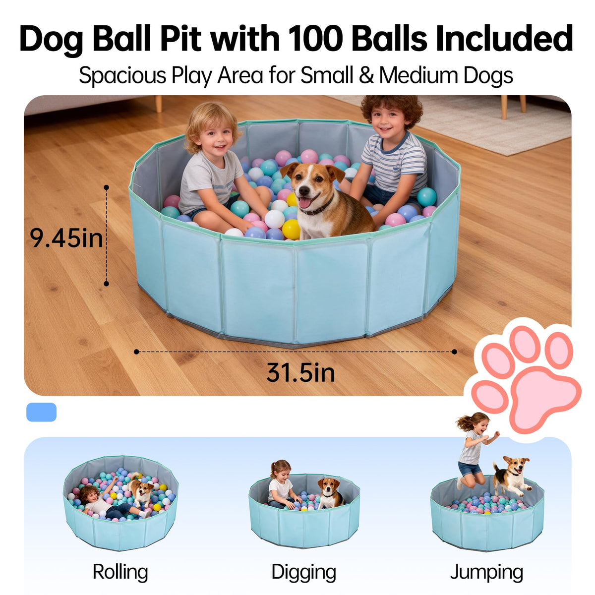 Piszvbej dog ball pit bright colors stimulate curious play for small dogs.