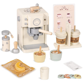 Pithfor Kids wooden coffee maker for imaginative play and pretend barista fun.