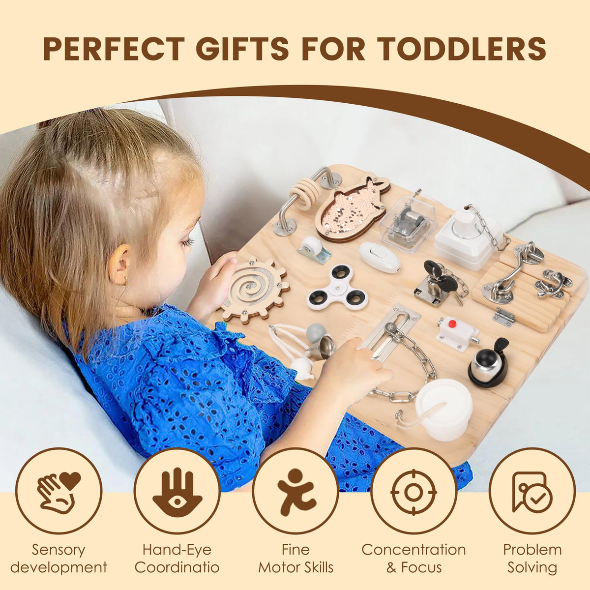 Pithfor Montessori activity board makes a thoughtful gift for curious kids.