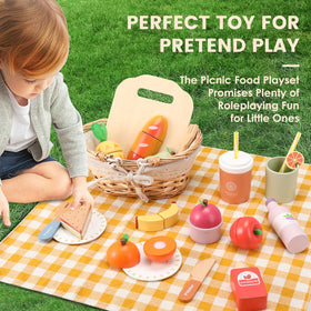 Pithfor Picnic Playset cloth and tableware for realistic pretend picnics