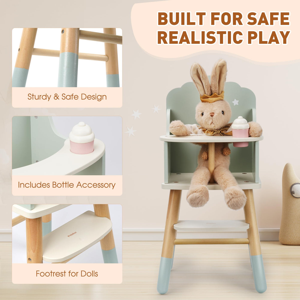 Pithfor doll bottle accessory with the chair enhances authentic role play