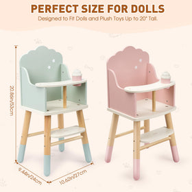 Pithfor green wooden doll chair fits 18-inch dolls in compact play areas