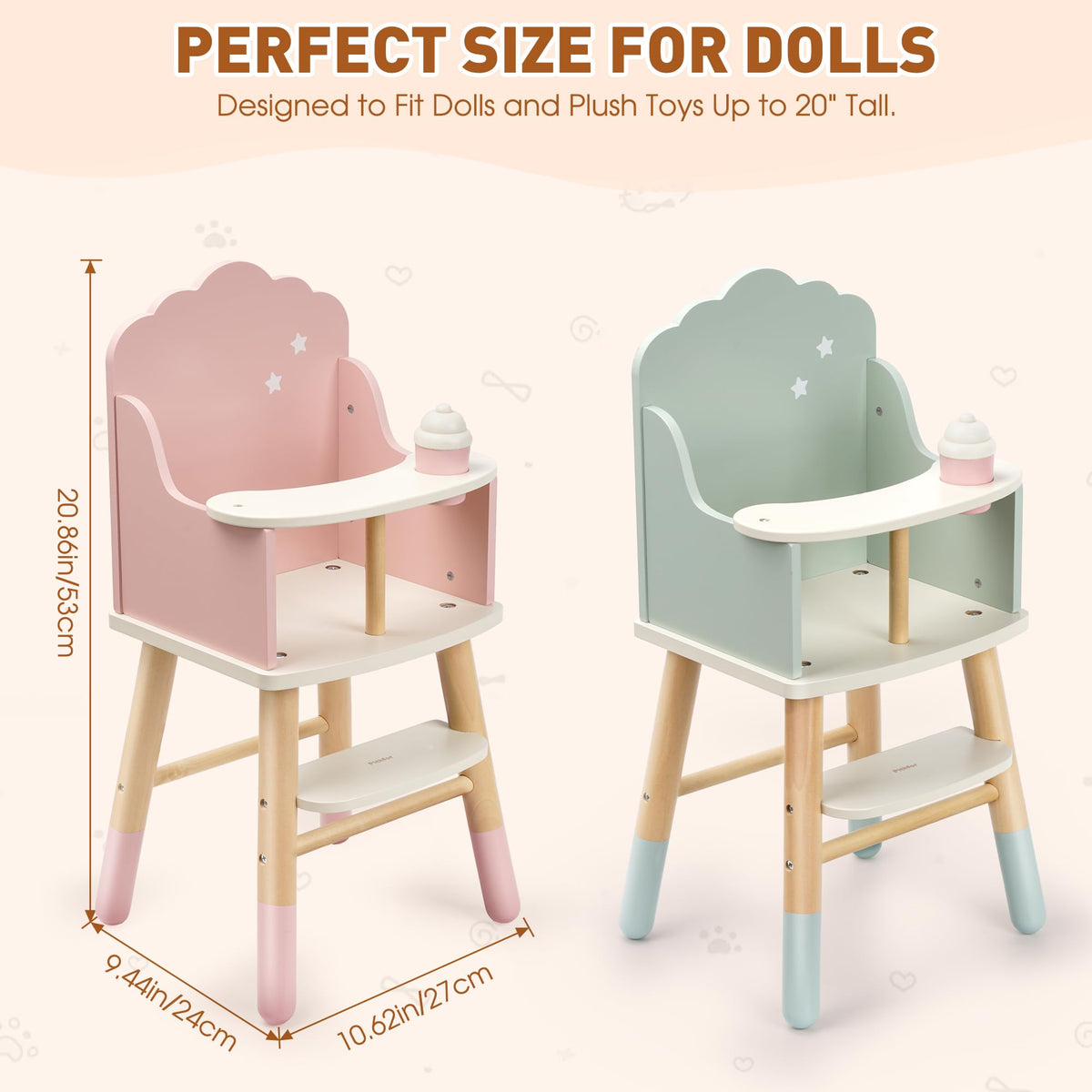 Pithfor wooden high chair pink footrest close-up showing stability.