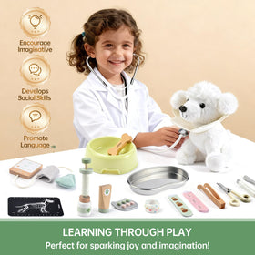 Pithfor wooden doctor kit syringe for safe pretend treatment.