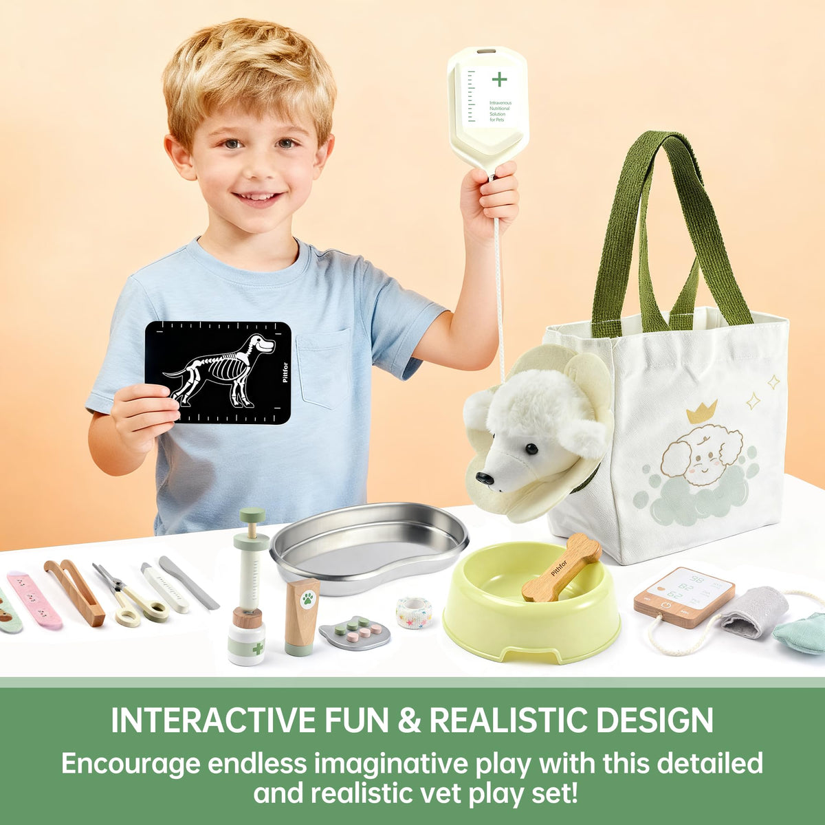 Pithfor wooden doctor kit X-ray cards for playful diagnosis practice.