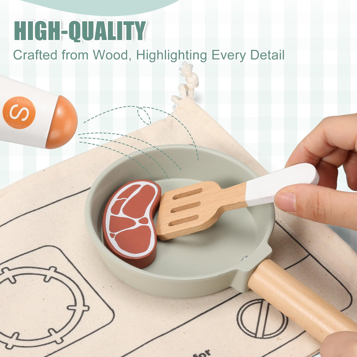 Pithfor wooden play cooking set pots and pans for budding chefs exploring kitchen roles