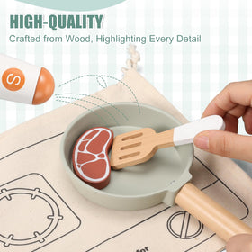 Pithfor wooden play cooking set pots and pans for budding chefs exploring kitchen roles