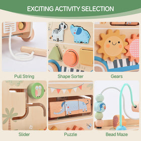 Pithfor wooden pull-along activity cube rotating puzzle encourages problem solving