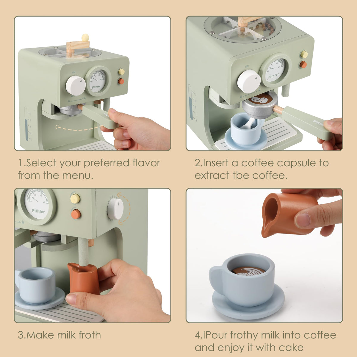 Pithfor durable wooden kitchen toy for safe, long-lasting fun.