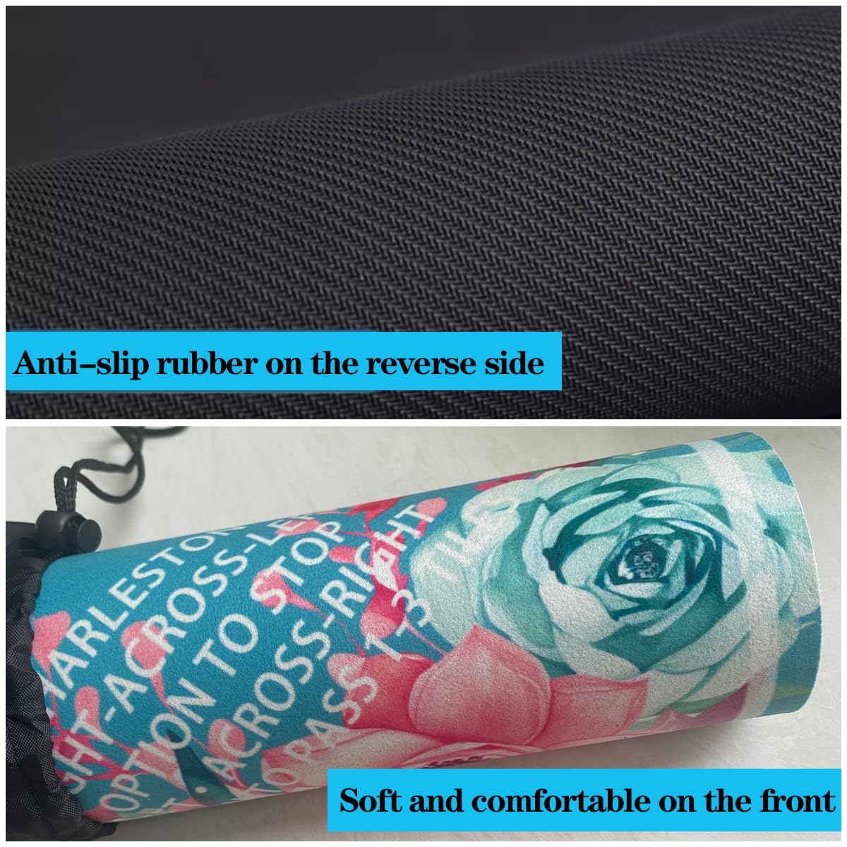 Pittera non-slip rubber backing keeps the mat stable during play.