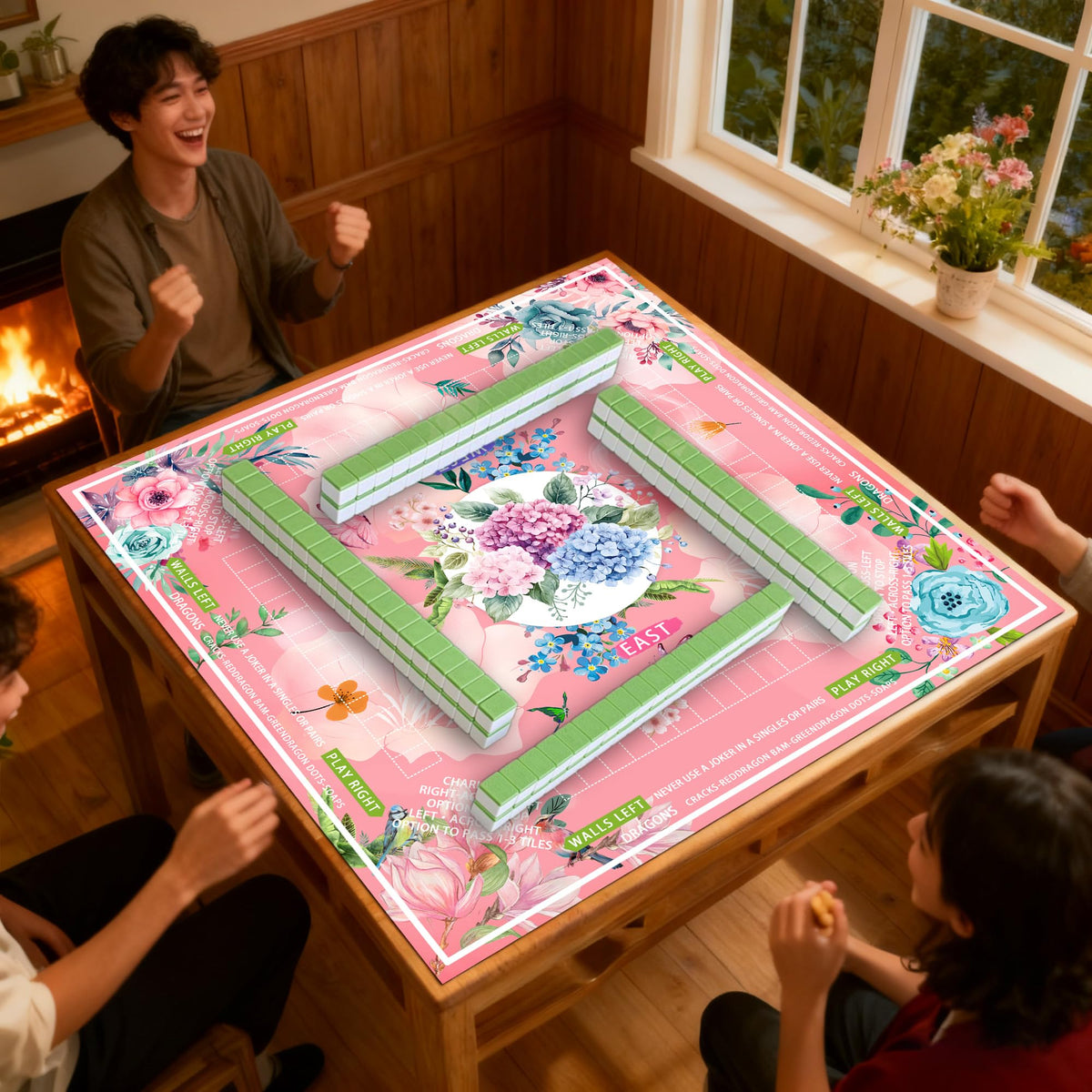 Pittera mahjong mat non-slip back prevents slipping during play.