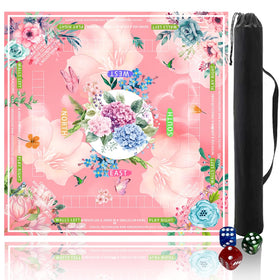 Pittera mahjong mat with table setup, spacious 31.5x31.5 inches for comfortable play.