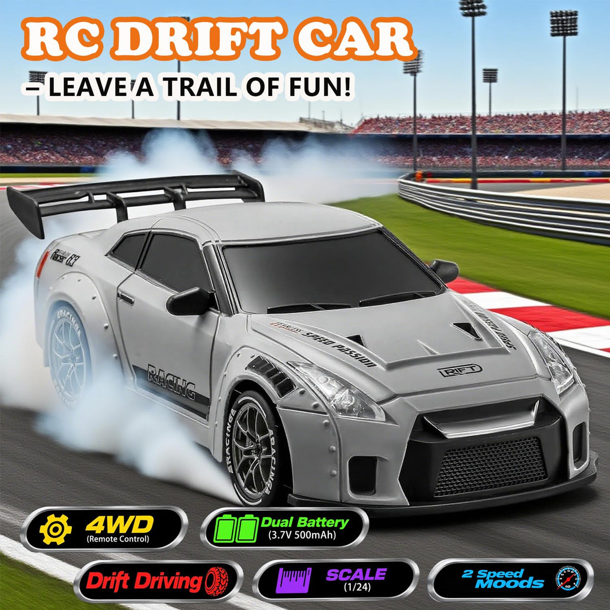 PIWIJOY 1:24 scale RC car ready for precise racing.