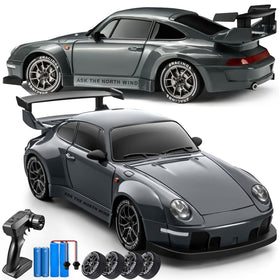 PIWIJOY RC drift car 1:24 scale with LED lights for night runs