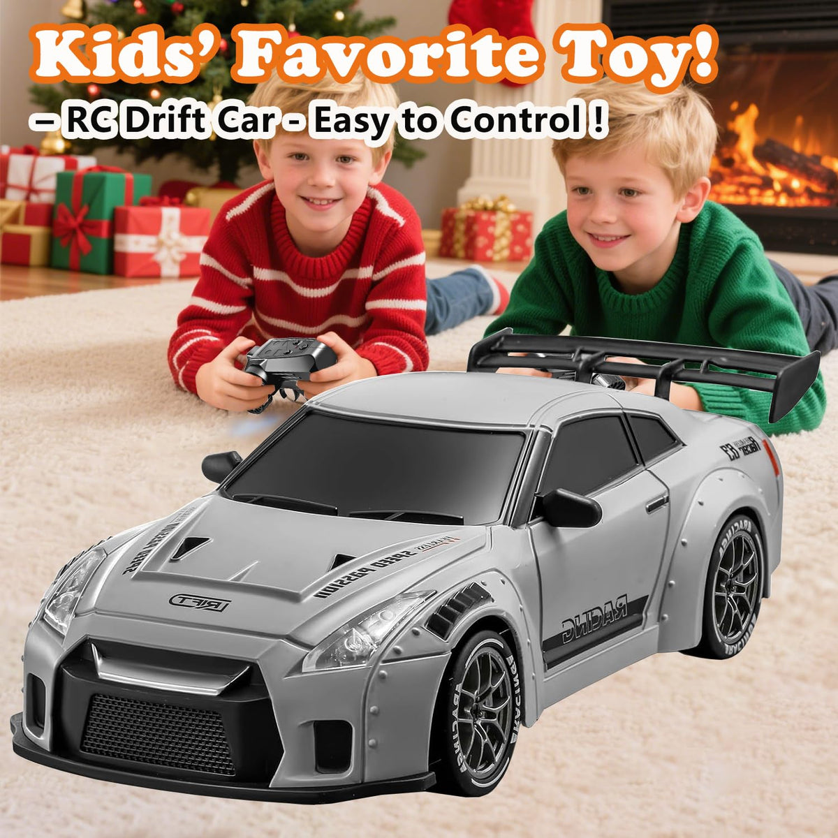 PIWIJOY RC car on a buildable track setup.
