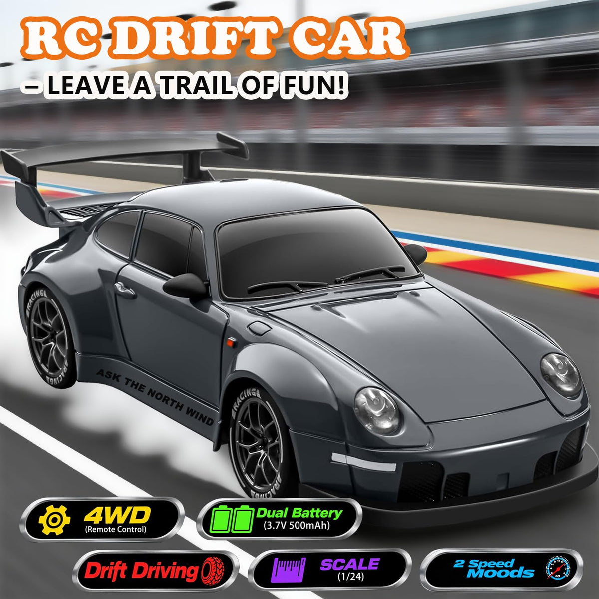 PIWIJOY RC drift car LED headlights and underglow for dramatic action