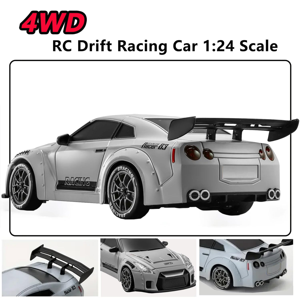 PIWIJOY racing tires for grip on outdoor terrain.