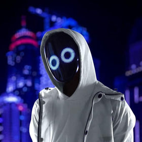 Pixel Stackers Glow Gear LED mask ideal for festivals, cosplay, and Halloween performances