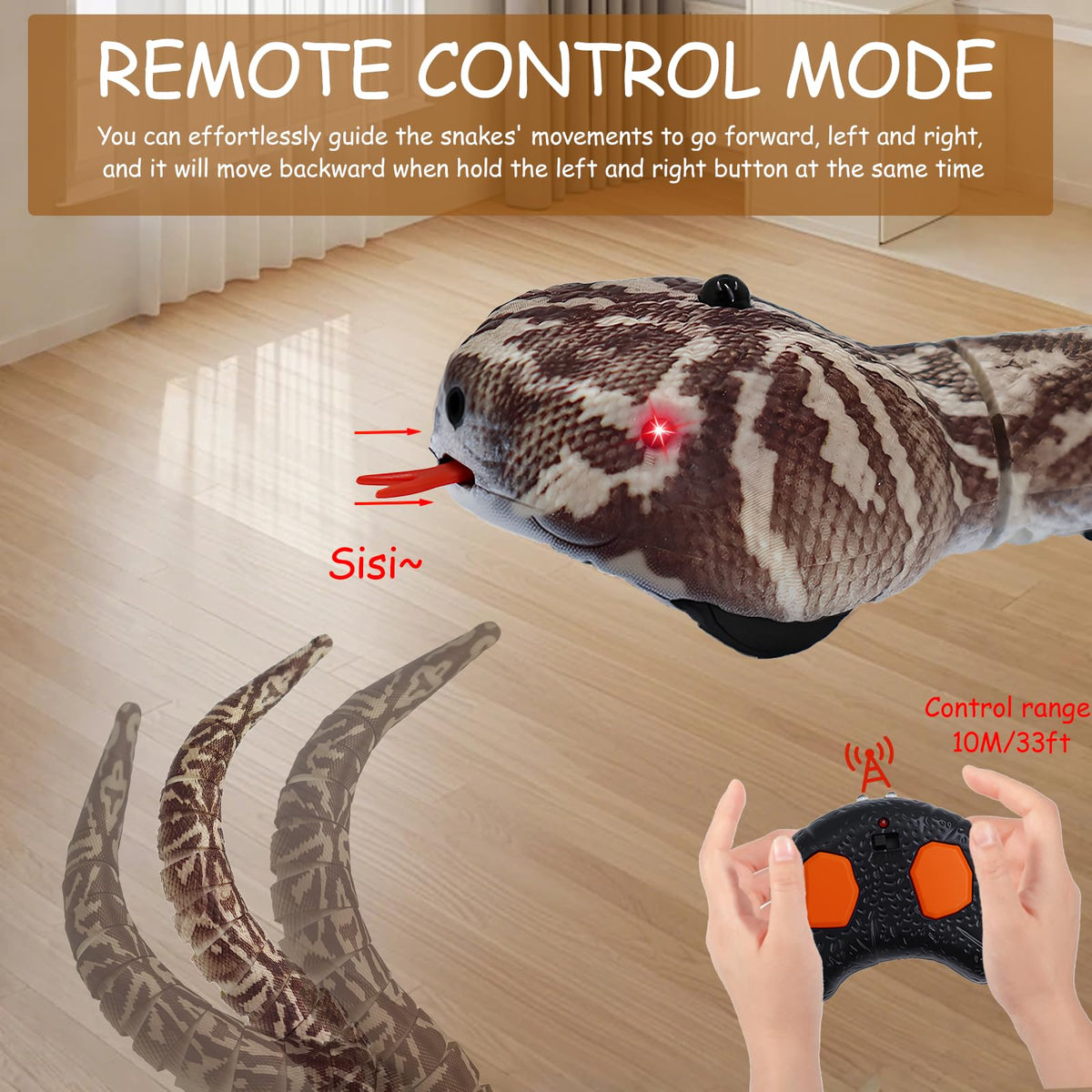 Pixibond snake toy infrared head sensing mode detects obstacles for autonomous play.