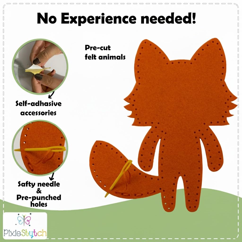 Pixiestytch cat and friends characters spark imaginative play during sewing