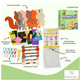 Pixiestytch six toy animals like rabbit and fox for creative projects