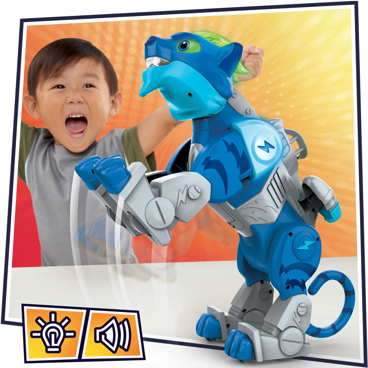 PJ Masks Cat Stripe King head and shoulders light up during dramatic reveals.