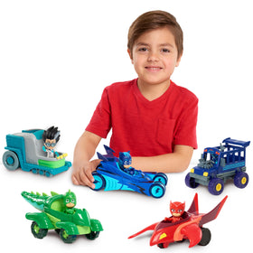 PJ Masks Catboy in driver seat with articulated arms and legs for agile rescues.
