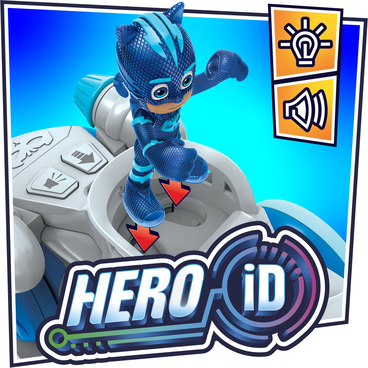 PJ Masks Catboy figure riding Cat Stripe King adds heroic riding adventures.