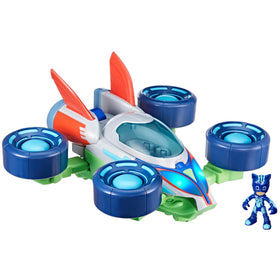 PJ Masks Explorider in land mode with blue lights for Catboy storytelling.