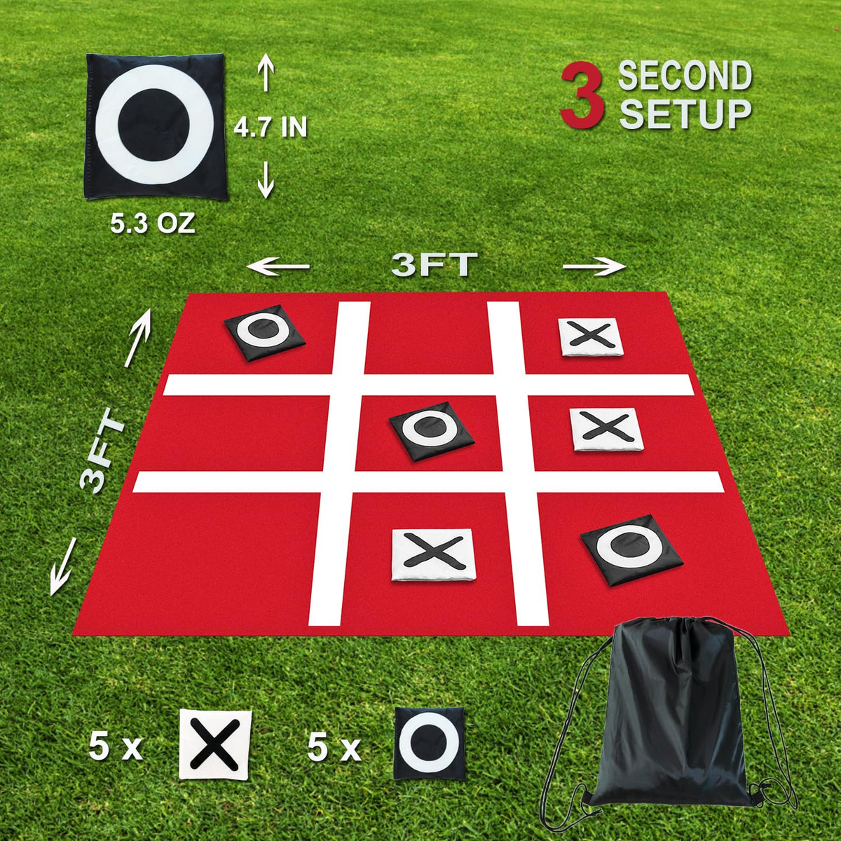 PJDRLLC players choose Xs and Os before tossing beanbags on the giant board