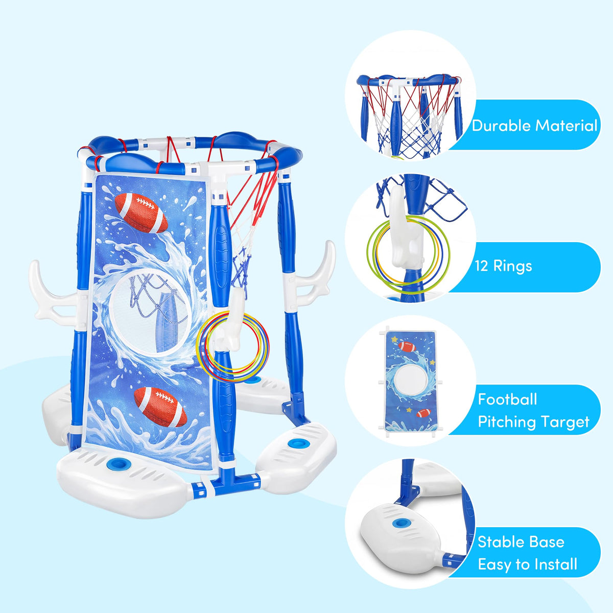 PJG pool basketballs included for quick slam-dunk sessions
