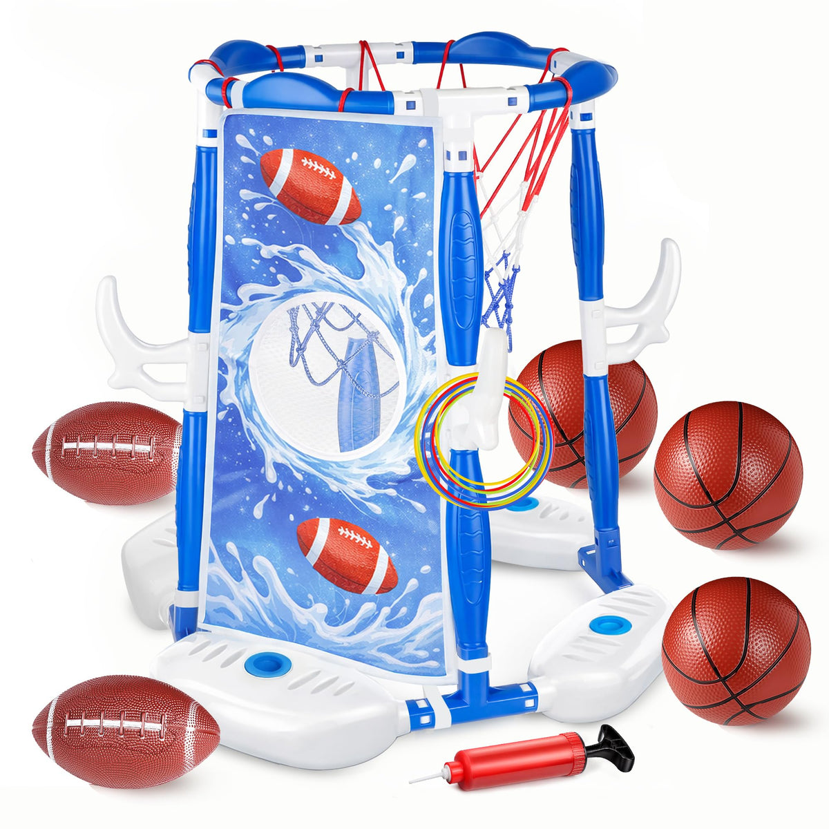 PJG pool basketball hoop blue ready for family play and splashy competition