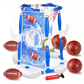 PJG pool basketball hoop blue ready for family play and splashy competition