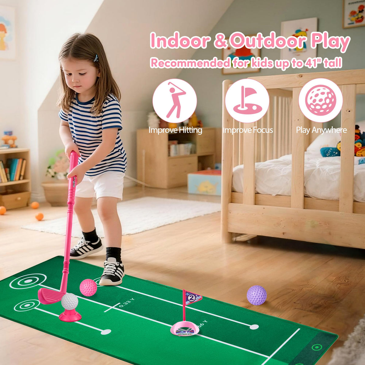 PJG toddler golf holes and flags creating simple target practice for kids.