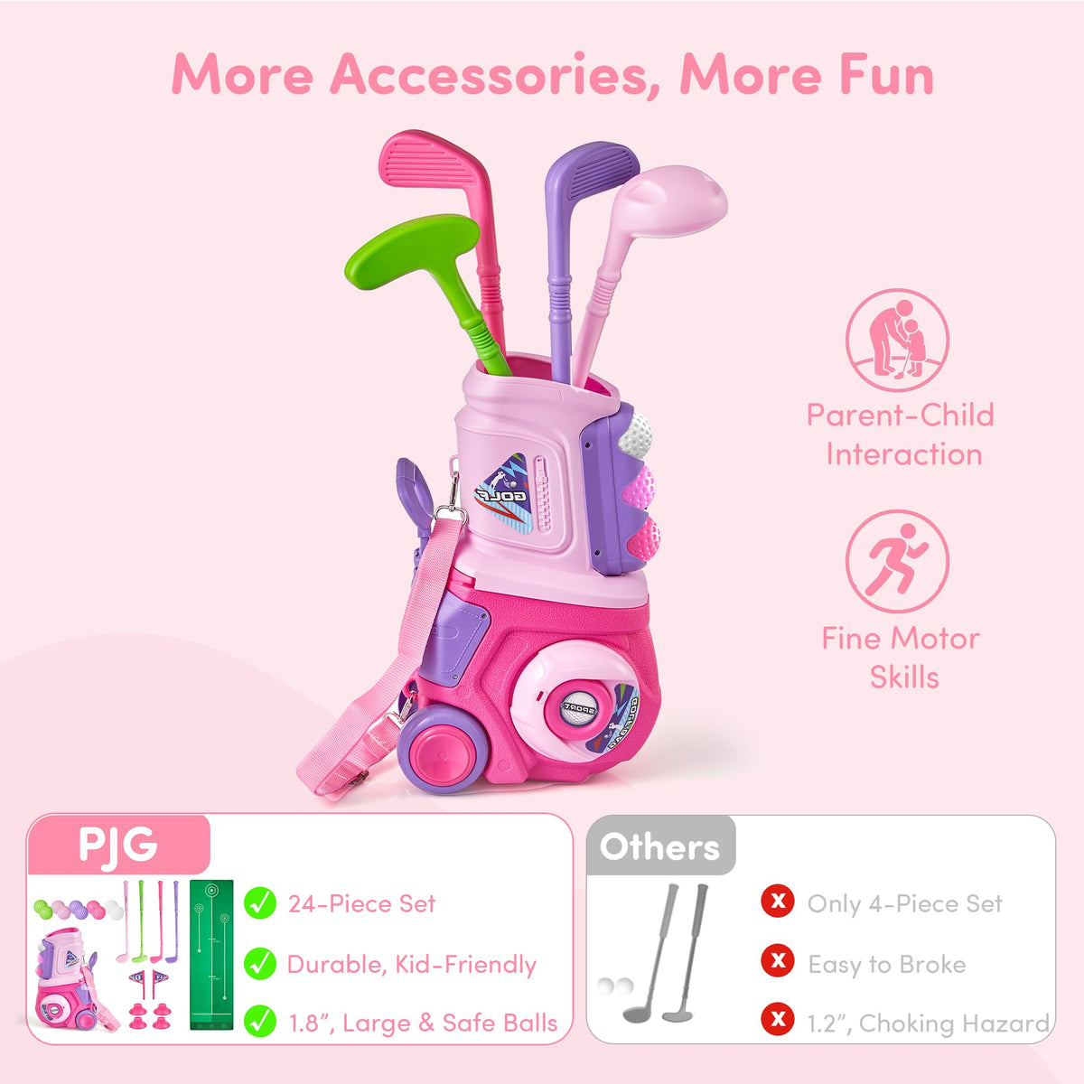 PJG toddler golf mat set up for practice and backyard fun.