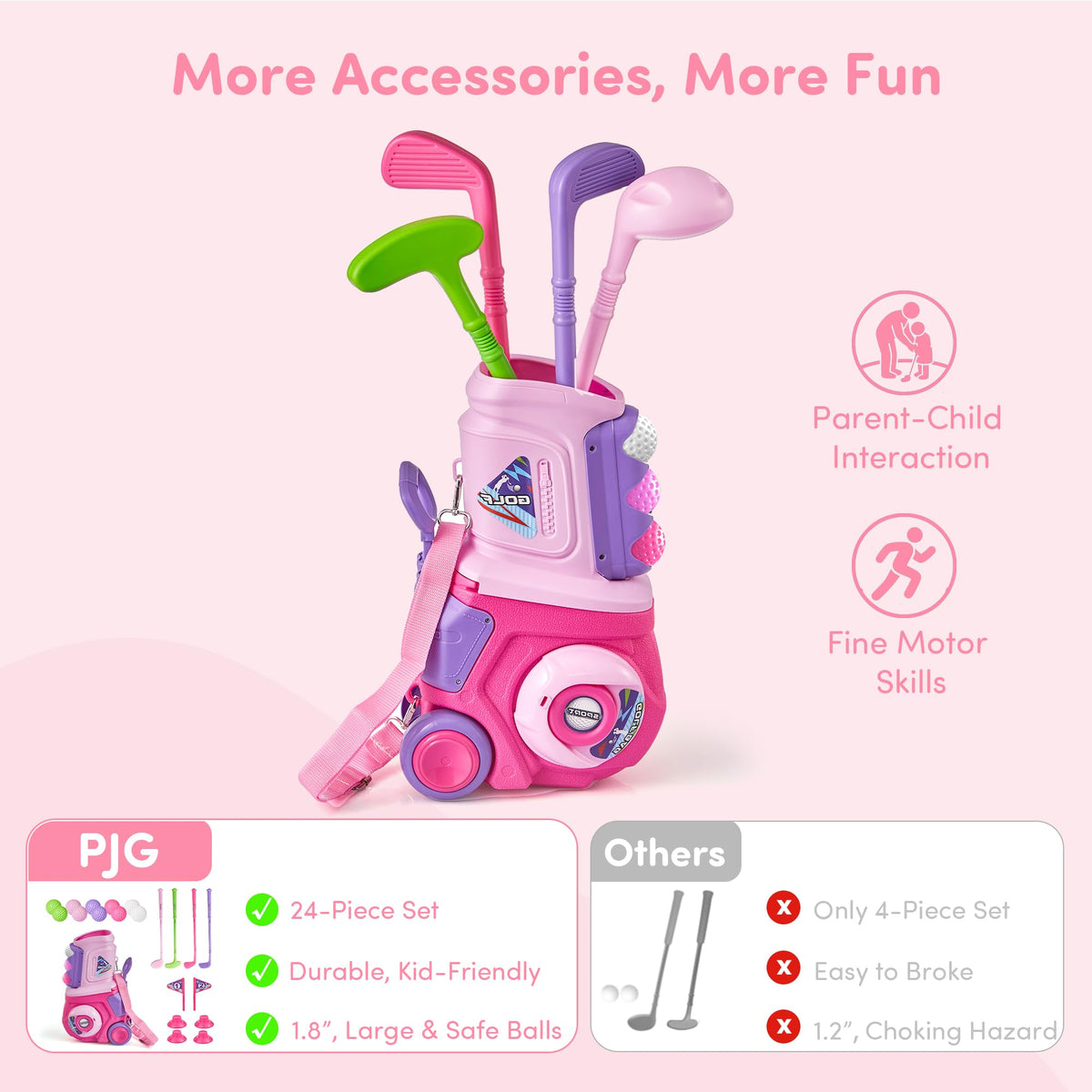PJG toddler golf clubs provide safe, balanced play for young beginners