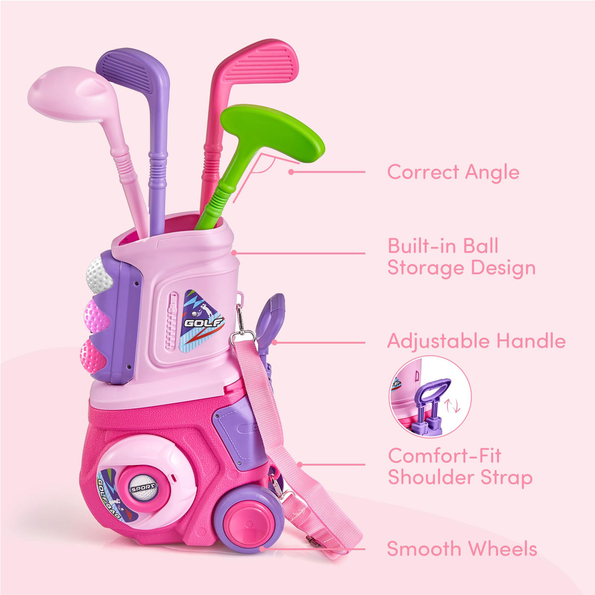 PJG toddler golf clubs are safely balanced for tiny hands.