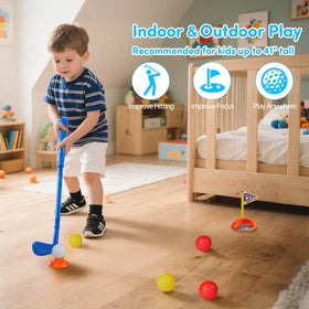 PJG Toddler Golf Set holes and flags create a miniature course for focused practice.