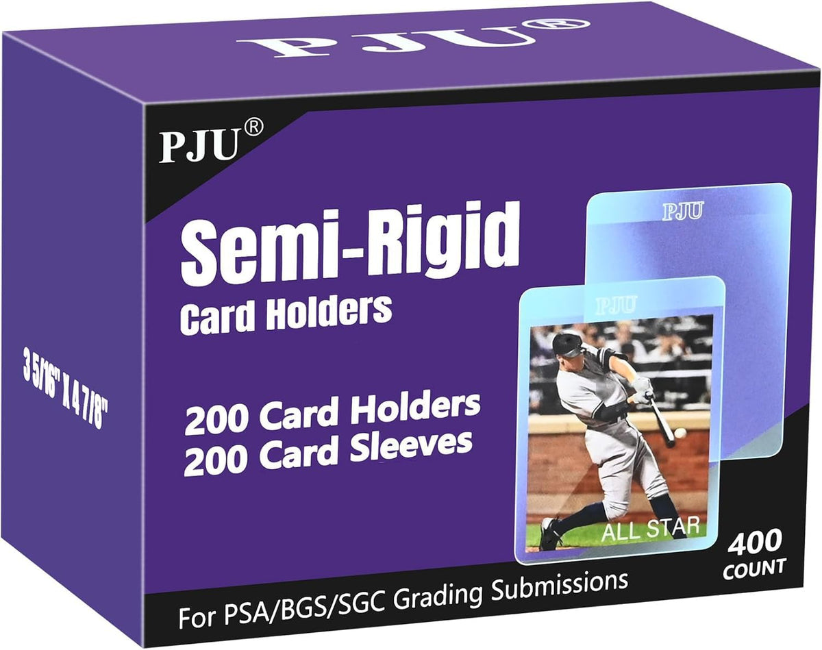 PJU 200ct semi-rigid card holders providing durable protection for graded cards