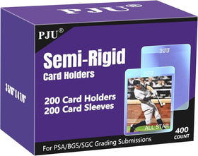 PJU 200ct semi-rigid card holders providing durable protection for graded cards
