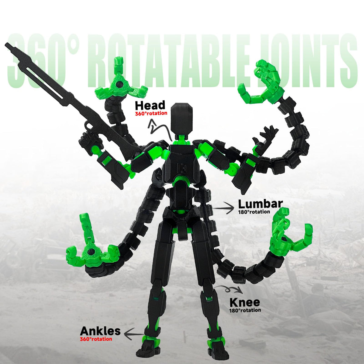 PkghoKids T13 accessories and weapons pack demonstrating customization and display options.